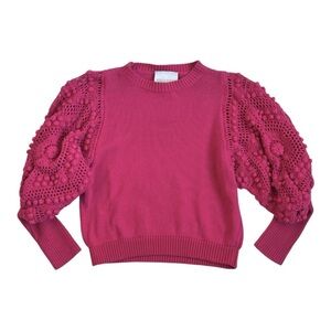 STELLA PARDO Fiorella Pink Crochet Sleeve Knit Sweater